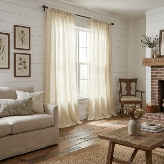 Cotton Club Pure Cotton Cream Heavy Semi Sheer Voile Curtain