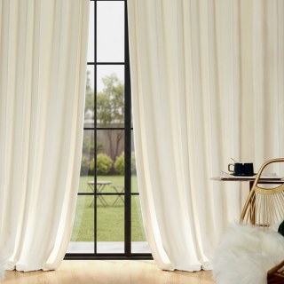 Fine Whipped Cream Off White Velvet Curtains 4