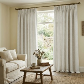 Garden Whisper Ivory White Natural Linen Cotton Blend Floral Curtains 2
