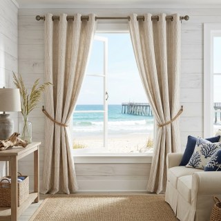 Nature's Ogee Dusky Pink Natural Linen Cotton Blend Curtains 3