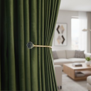 Premium Renaissance Olive Green Velvet Curtain