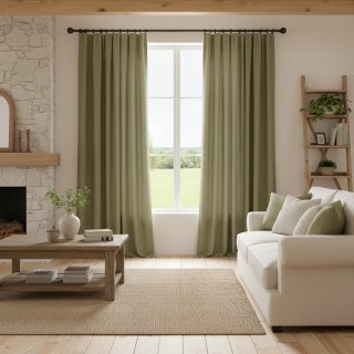 Regent Linen Style Olive Green Curtain