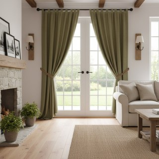 Regent Linen Style Olive Green Curtain 4