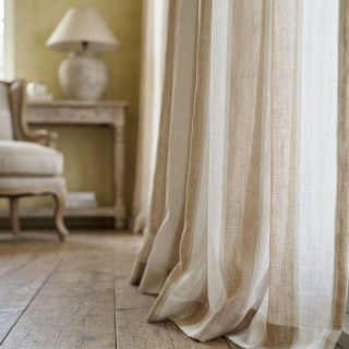 Sunnyside Linen Style Brown & White Striped Voile Curtains 6