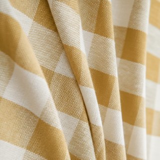 Cottage Charm Yellow Linen Style Gingham Check Curtains 4