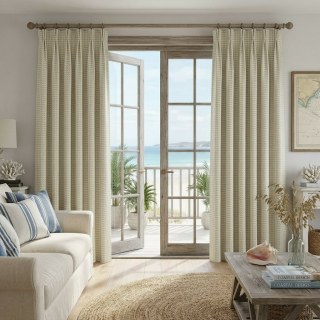 Raffia Lattice Oatmeal Natural Linen Cotton Blend Curtains