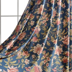 Elegant Peony Blue Curtain