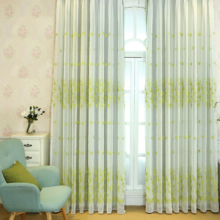 Lined Voile Curtain Touch Of Grace Green Embroidered Sheer Curtain with Green Lining 2