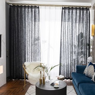 A Touch of Sunshine Semi Sheer Black Heavy Net Curtain 3