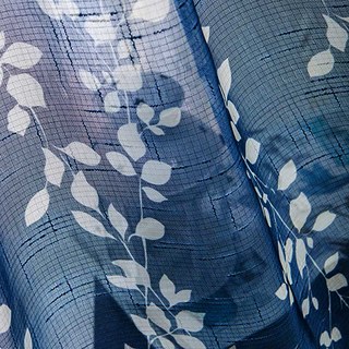 Pascal Navy Blue Vine Print Semi Sheer Voile Curtain 5