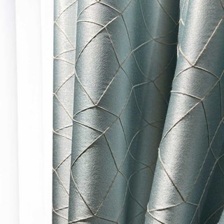 Capriccio Luxury 3D Jacquard Geometric Duck Egg Blue Curtain