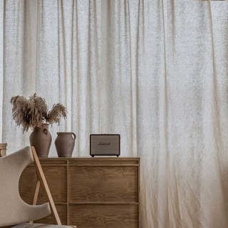 Shabby Chic Oatmeal Natural Color 100% Flax Linen Curtain 4