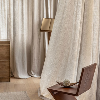 Shabby Chic Oatmeal Natural Color 100% Flax Linen Curtain 3