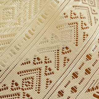 Breeze Geometric Lace Net Ivory Cream Boho Curtains 4