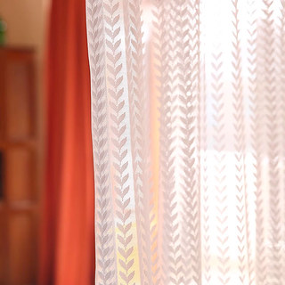 Chevron Stripe Jacquard White Sheer Voile Curtain 7