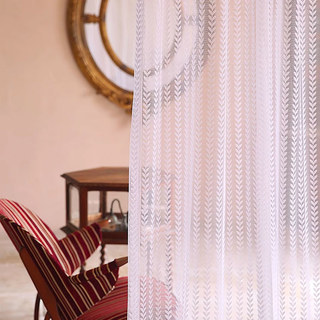 Chevron Stripe Jacquard White Sheer Voile Curtain 5