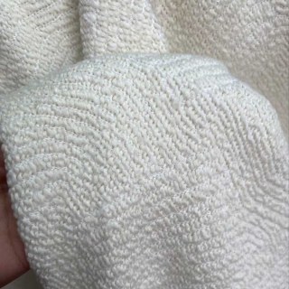 Weave Whisper Geometric Ivory White Heavy Wool Chenille Curtain