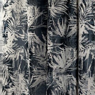 Midnight Palms Dark Navy Blue Tropical Floral Curtains