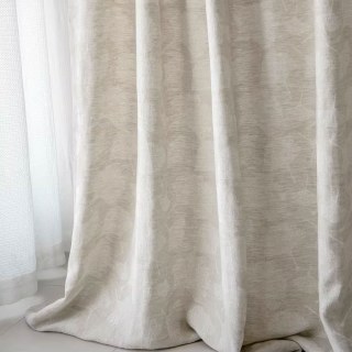 Gingko Rain Premium Jacquard Floral Drew Retting Linen Curtain