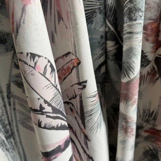 Sunset Palms Multicolour Velvet Tropical Floral Curtains 3