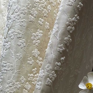 Cherry Blossoms Cream Floral Chenille Blackout Curtain 5