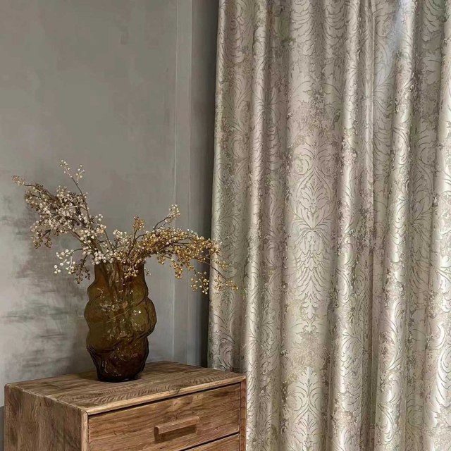Golden Baroque Luxury Jacquard Cream Gold Damask Curtains 1