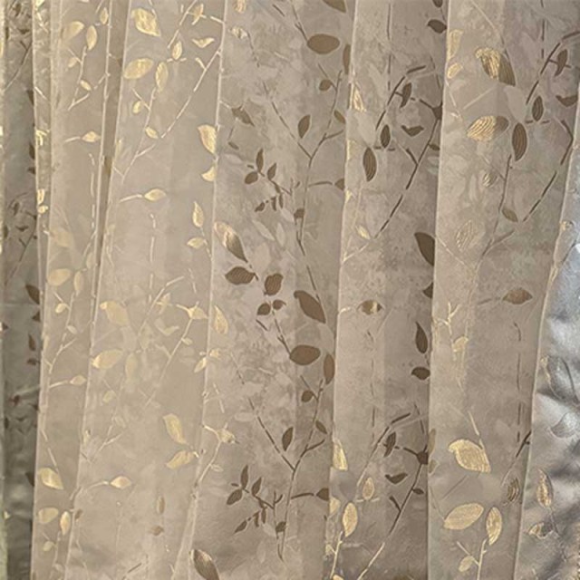 Golden Grove Luxury Jacquard Silky Gray and Gold Curtain 1