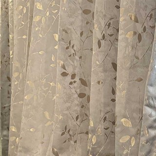 Golden Grove Luxury Jacquard Silky Gray and Gold Curtain
