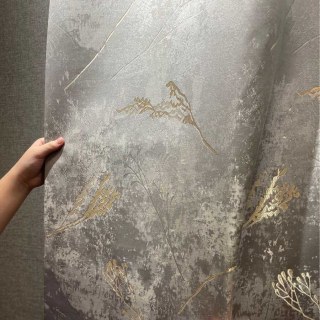 Lunar Gold Luxury Jacquard Abstract Grey Floral Curtain 5