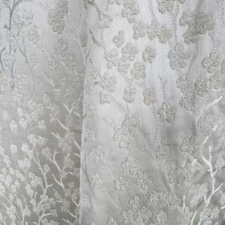 Cherry Blossoms Cream Floral Chenille Blackout Curtain 9