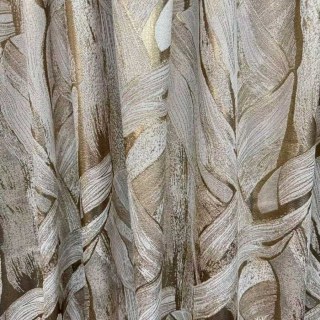 Dreamscape Luxury Jacquard Abstract Cream and Gold Curtains 3