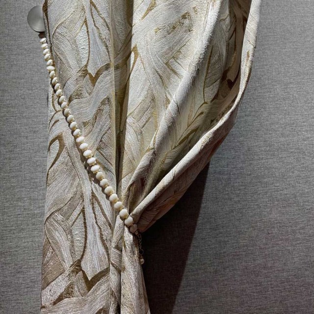 Dreamscape Luxury Jacquard Abstract Cream and Gold Curtains 1