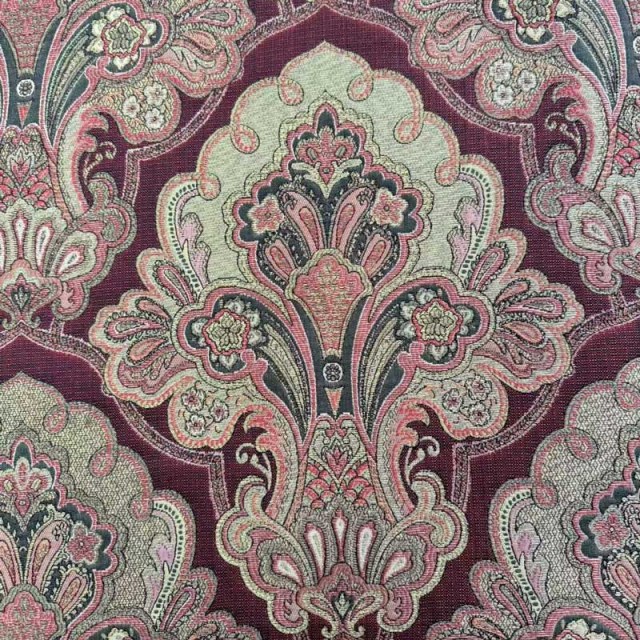 Regal Elegance Burgundy Wine Red Damask Curtain 1