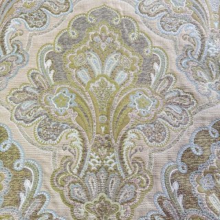 Regal Elegance Jacquard Cream and Olive Green Damask Curtain 4