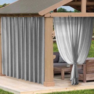 Endless Summer Waterproof Grey Linen Style Outdoor Heavy Voile Curtain 2