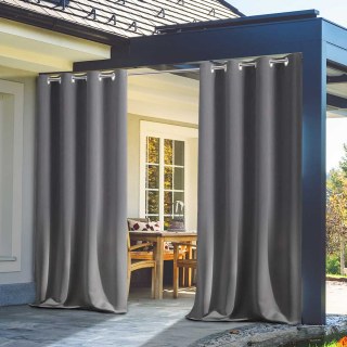 Malibu Waterproof Blackout Twill Dark Grey Outdoor Curtain 3