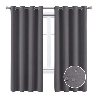Malibu Waterproof Blackout Twill Dark Grey Outdoor Curtain 4
