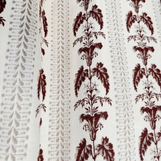 Heirloom Stripe Heavyweight Maroon Reddish Brown Floral Chenille Curtain 5