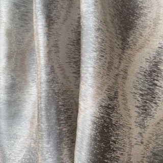 Ikat Ripples Gray and Cream Ogee Geometric Curtains with Silver Details 4