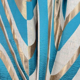 Ocean Wave Elegance Teal and Gold Art Deco Geometric Curtains 2