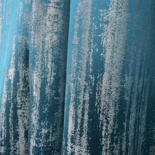 Rustic Rainfall Abstract Textured Glittery Teal Curtains 3
