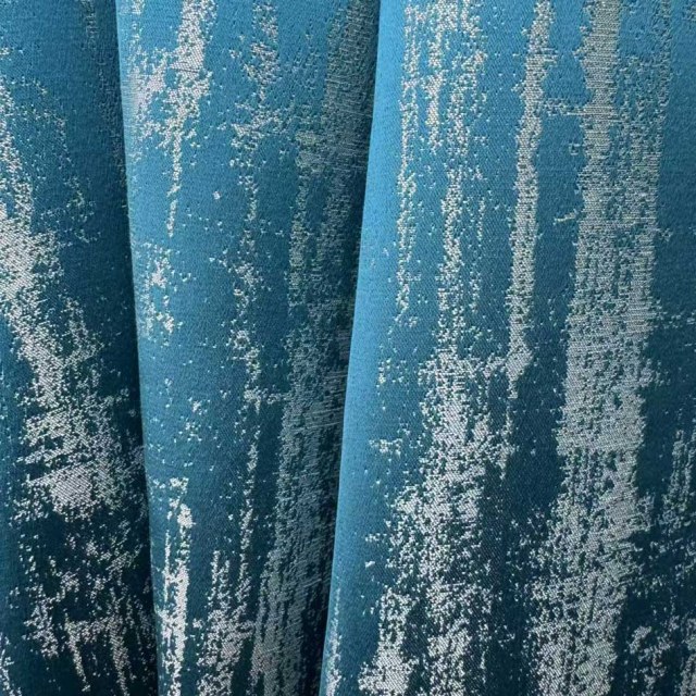 Rustic Rainfall Abstract Textured Glittery Teal Curtains 1