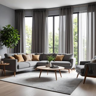 Smarties Grey Soft Sheer Voile Curtain