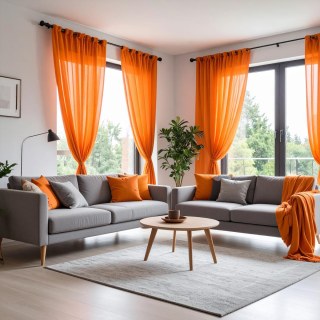 Smarties Orange Soft Sheer Voile Curtain 2