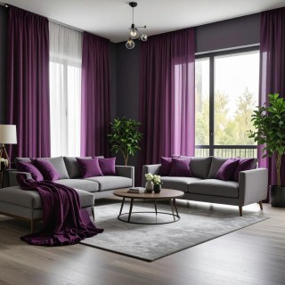 Smarties Purple Soft Sheer Voile Curtain