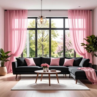 Smarties Rose Pink Soft Sheer Voile Curtain 3