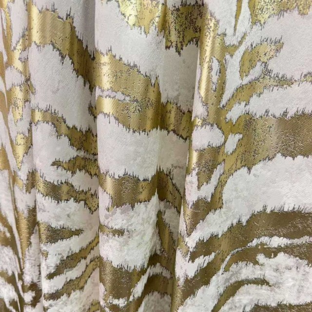 Tiger Stripes Cream and Gold Animal Print Curtain 1