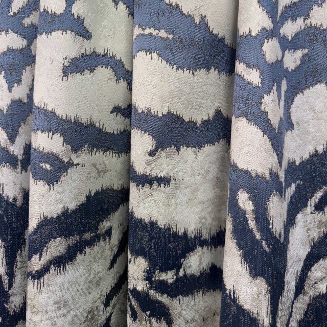 Tiger Stripes Navy Blue Animal Print Curtain 1