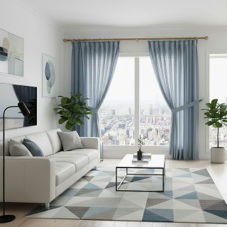 A Touch of Sunshine Haze Blue Voile Curtain 3