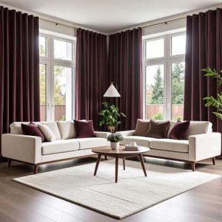 Double Plush Dusty Maroon Chenille Blackout Curtain 3